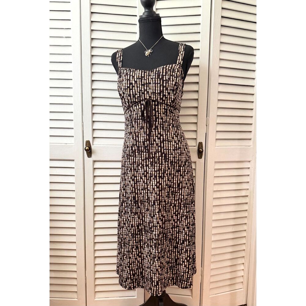 90s/Y2k Geometric Print Strappy Empire Waist Dress Size 14 Babydoll Grunge